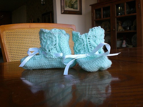Lace cuffed baby booties