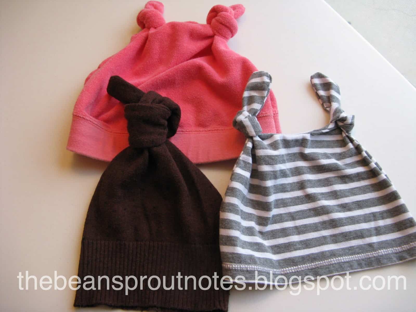 Old shirts to baby pigtail hats