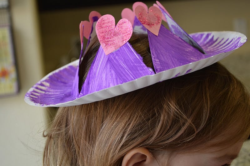 Paper plate princess of hearts hat