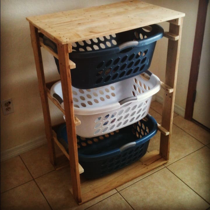 Reclaimed wood basket rack