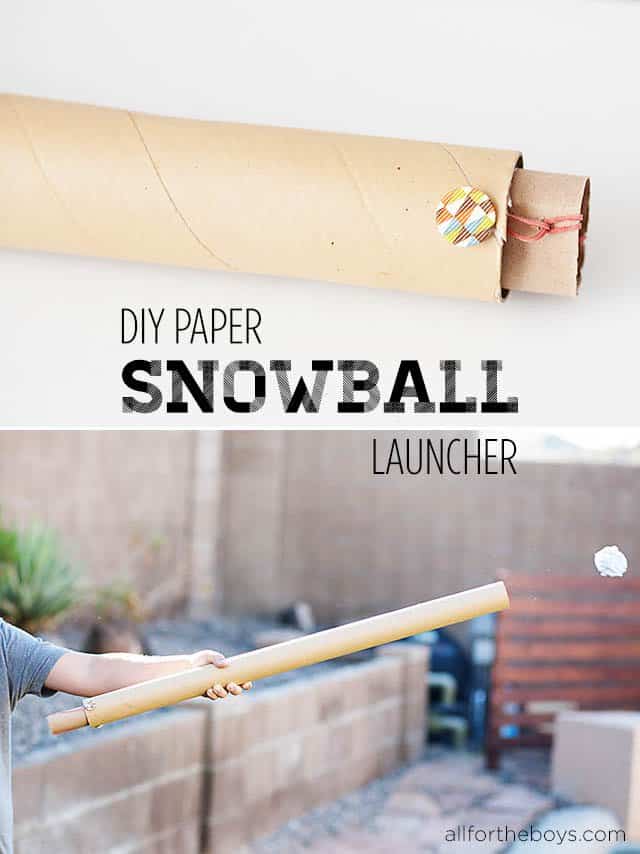 DIY cardboard snowball launcher