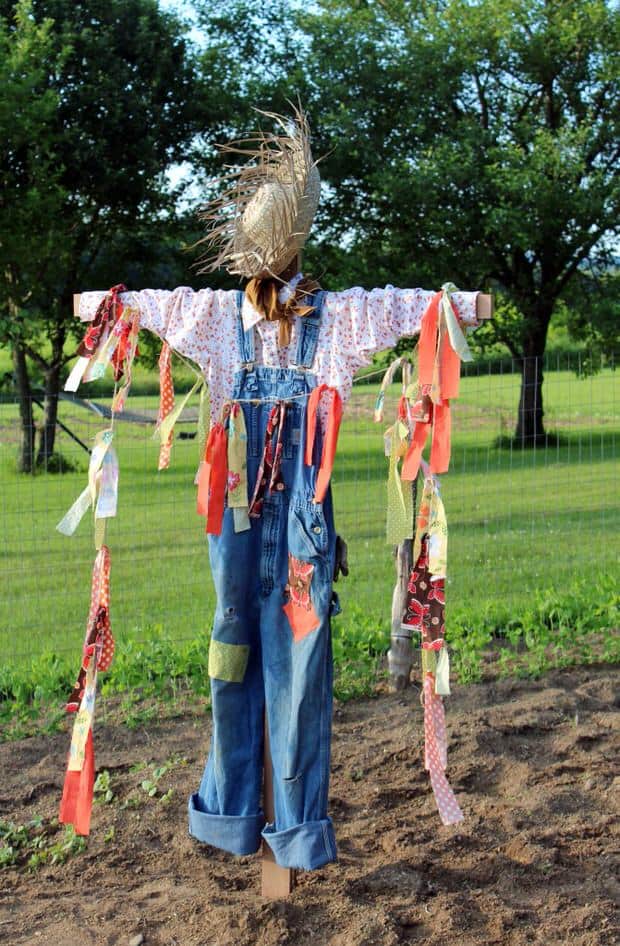 Fabric strip scarecrow