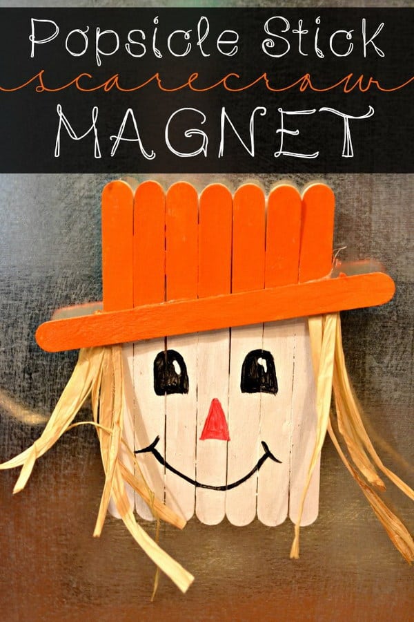 Popsicle stick scarecrow magnet