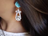 Prada inspired rose and rhinestone earrings 200x150 A Touch of Glam: Fun Dangly DIY Earrings