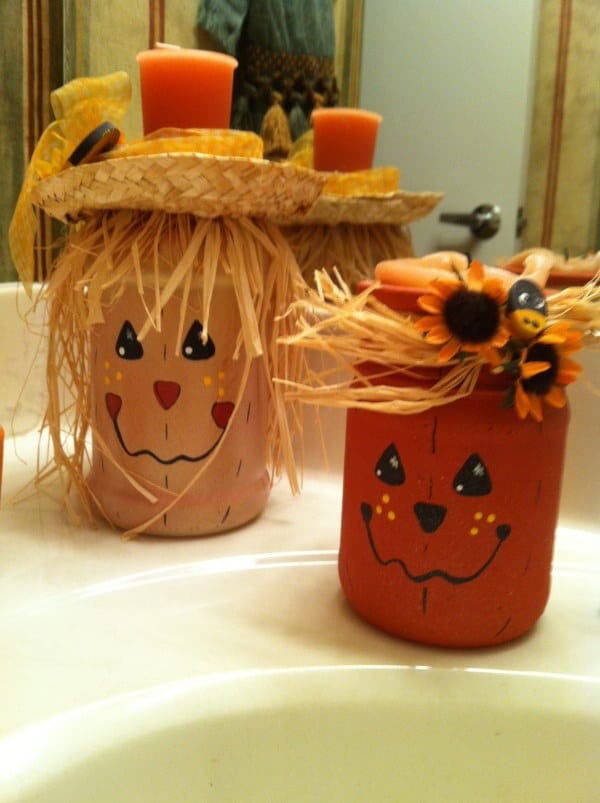 scarecrow candle diy jars jar fall holders crafts glass mason creative fun craft pot painted halloween holder pumpkin easy projects