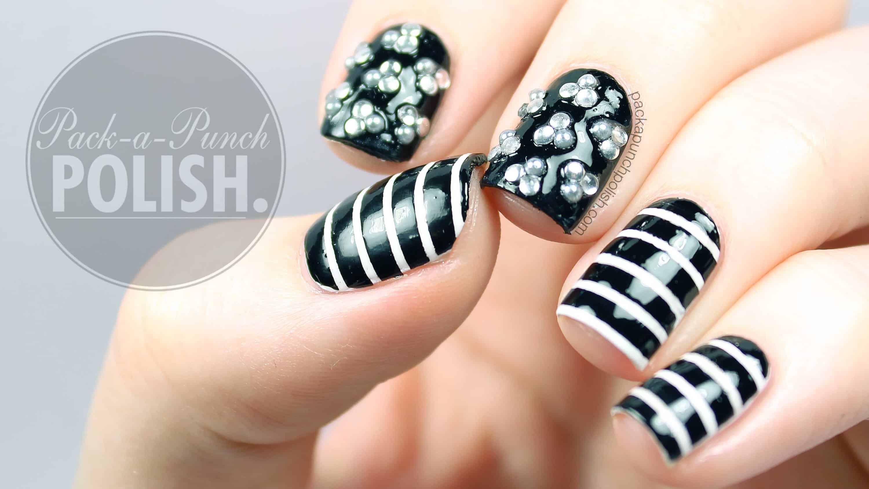 Striped monochrome nails