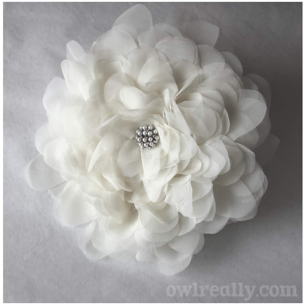 White blooming fabric flower