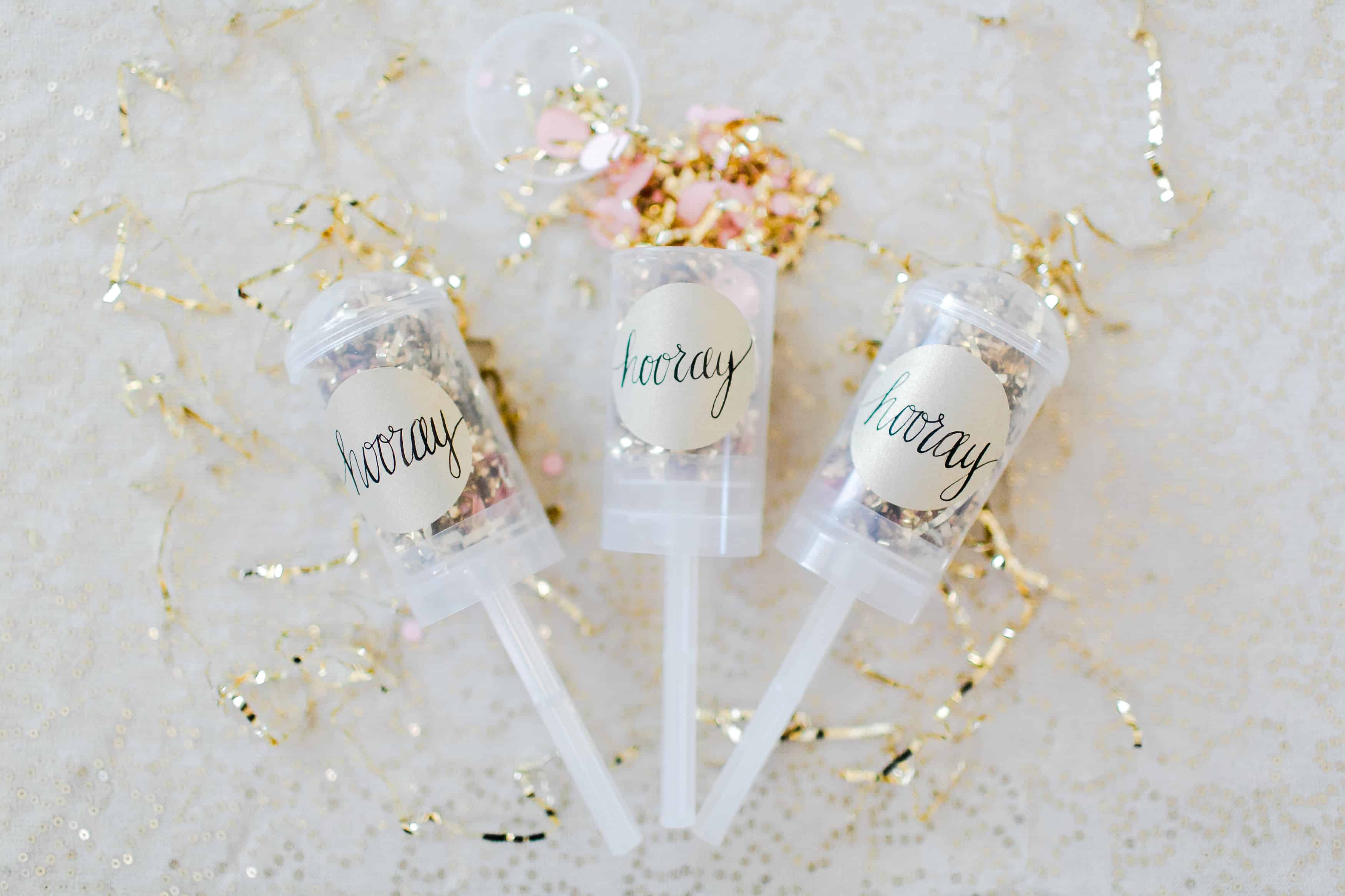 Calligraphy confetti poppers