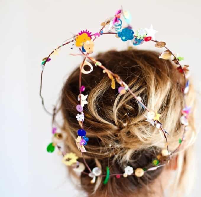 Colourful wire and bead crown
