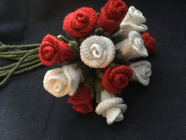 Crocheted rose bouquet