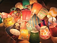 Mini fabric covered cup lamps 200x150 Homemade Sparkle: 12 Awesome DIY Garden Light Ideas