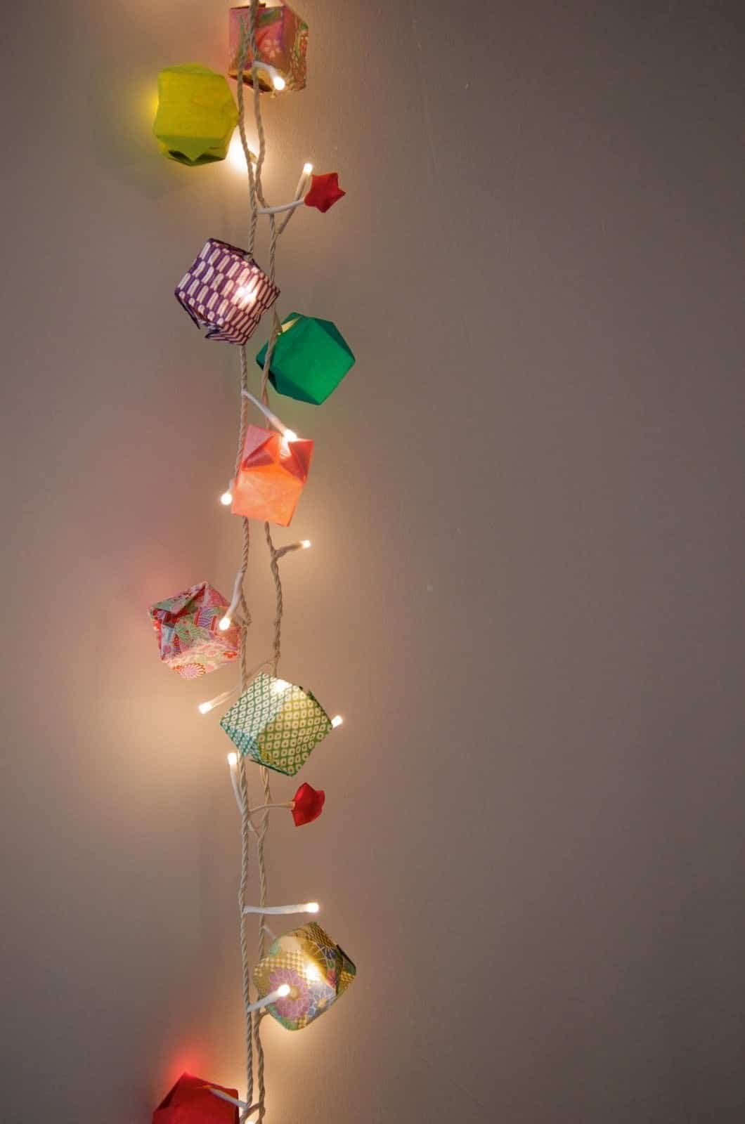 Paper origami string lights