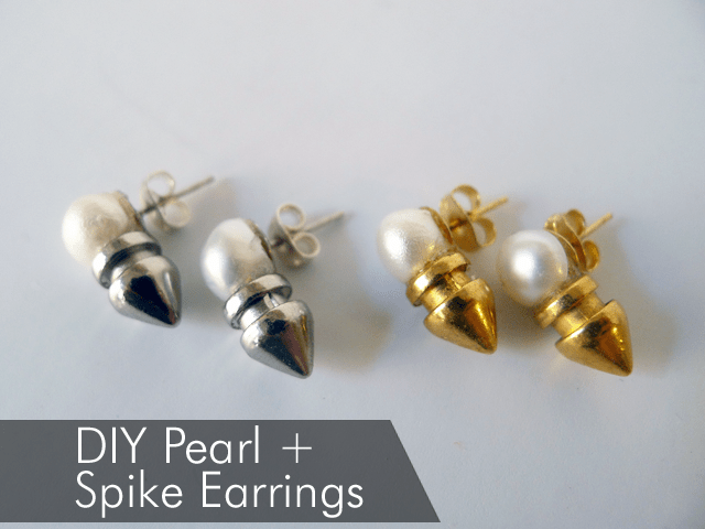 Pearl and spike earrings