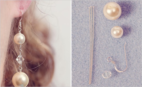 Pearl drop pin earrings