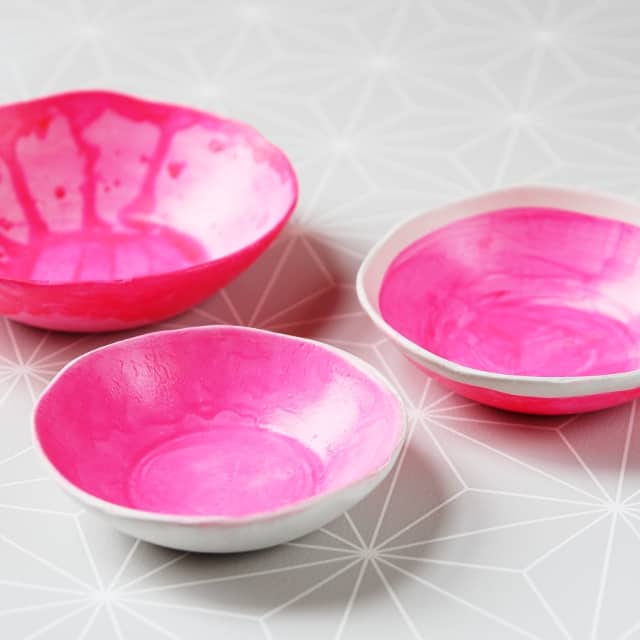 Pink glazed clay bowls
