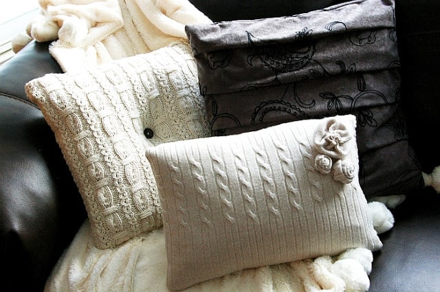 Recycled sweater pillow