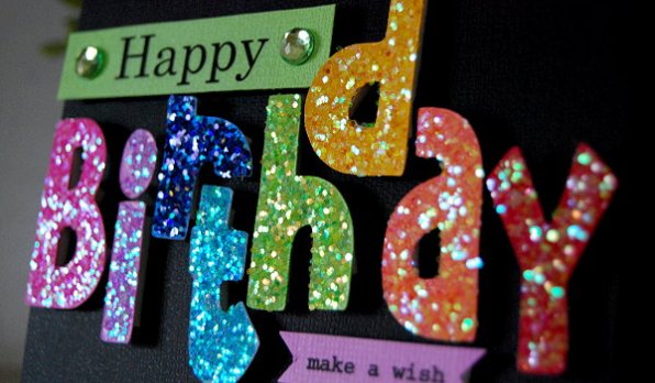 Sparkley pop up letters card
