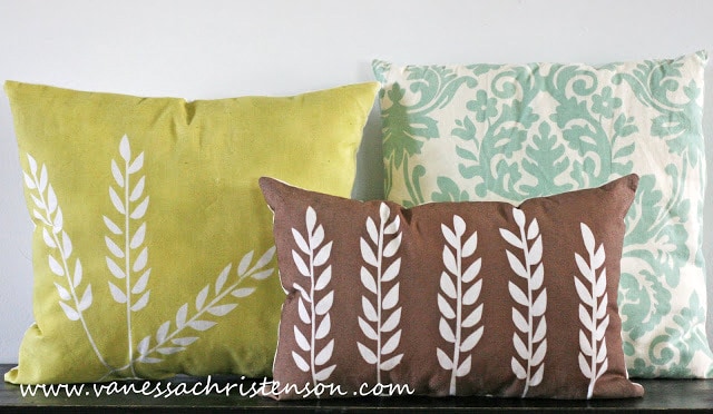 Spray painted pillows