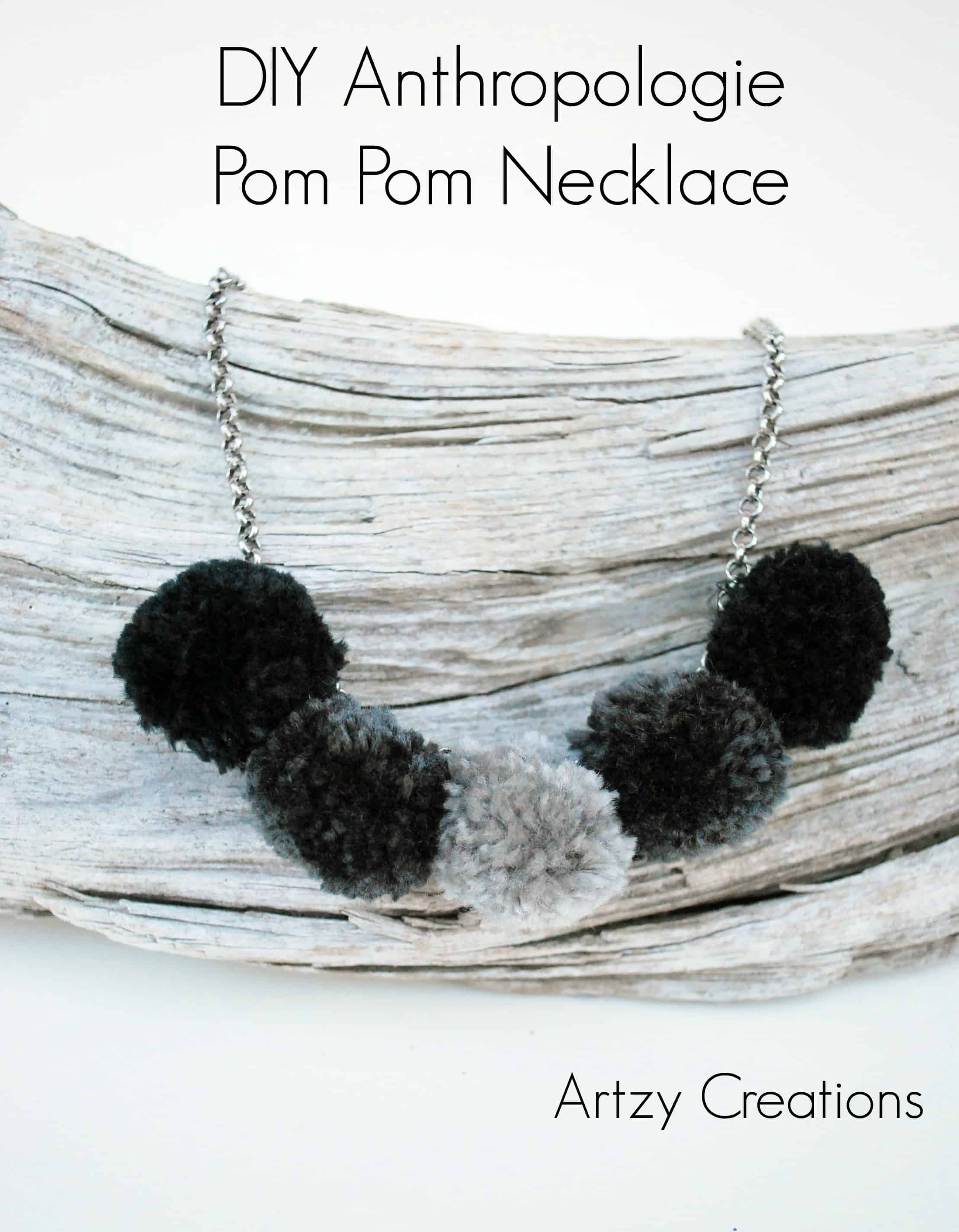 Anthrpologie inspired gray scale pom pom necklace