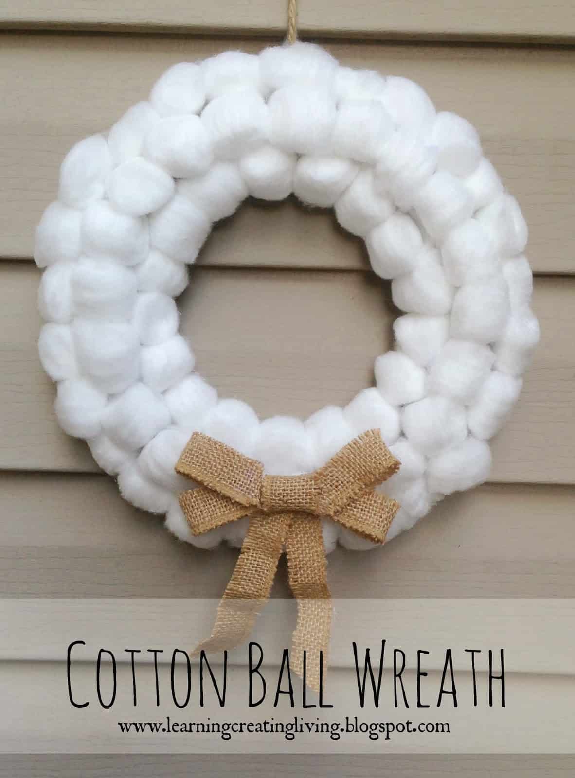Cotton ball door wreath