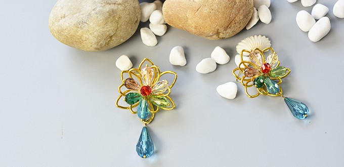 Crystal glass beaded earrings