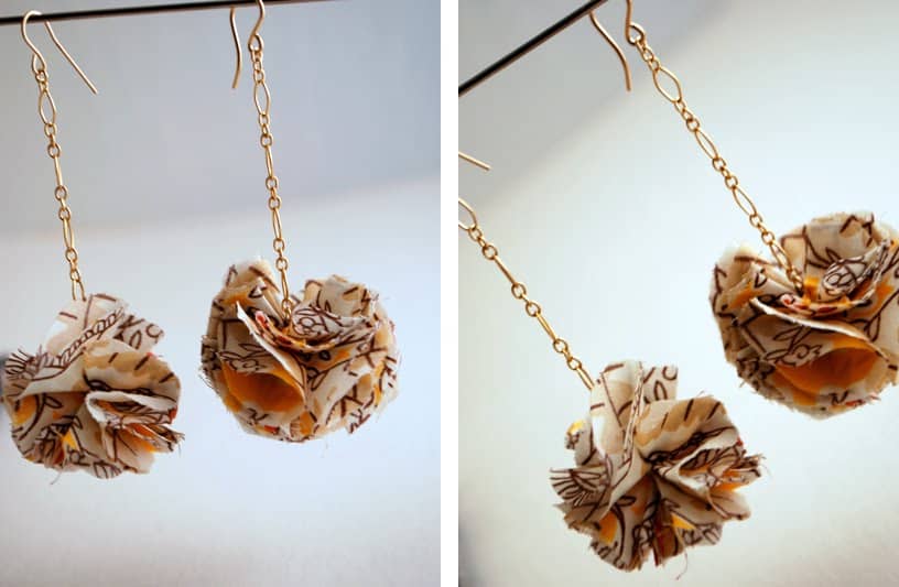Fabric floral earrings