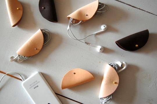 Leather earphone holders