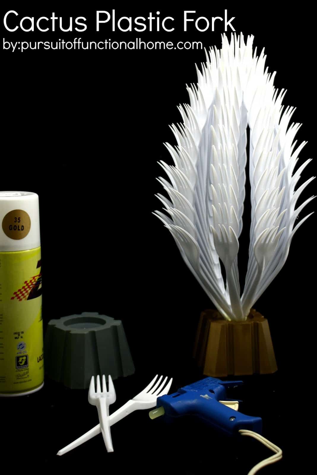 Plastic fork cactus decor