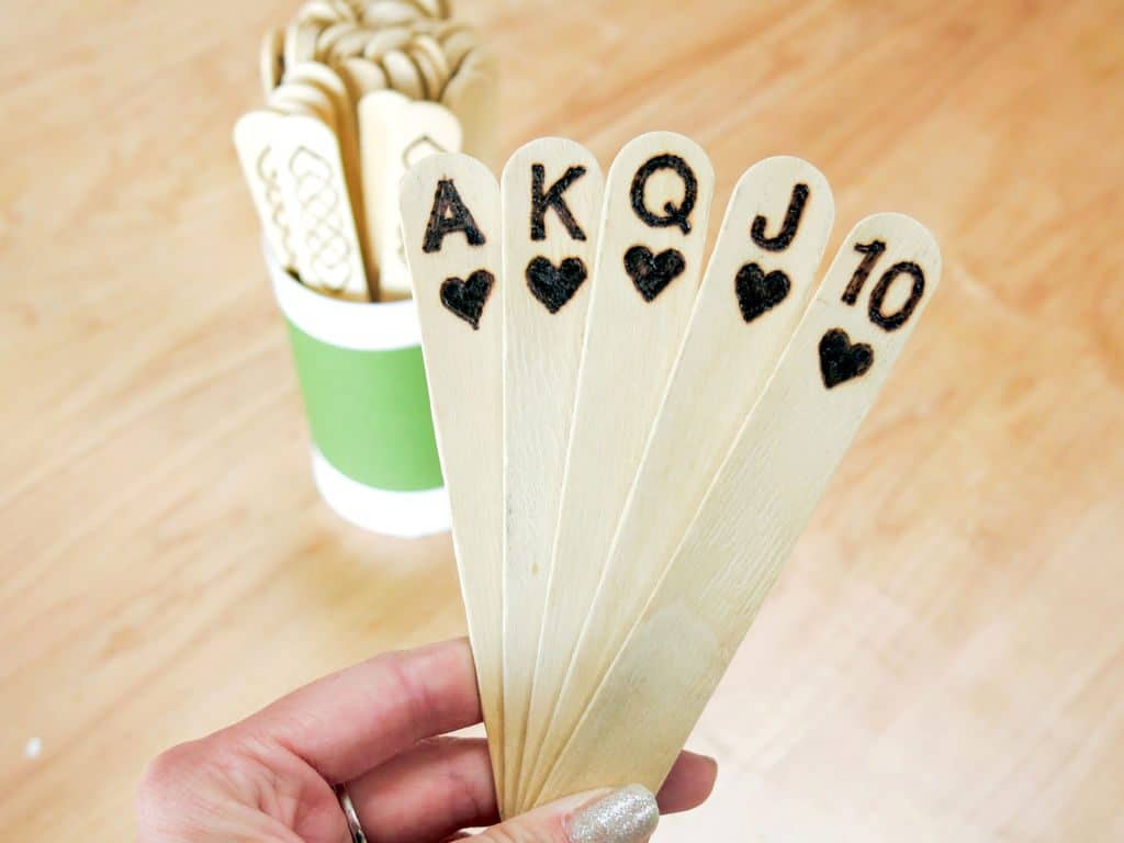 Playing card popsicle sticks