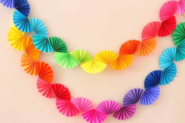 Rainbow paper fan garland