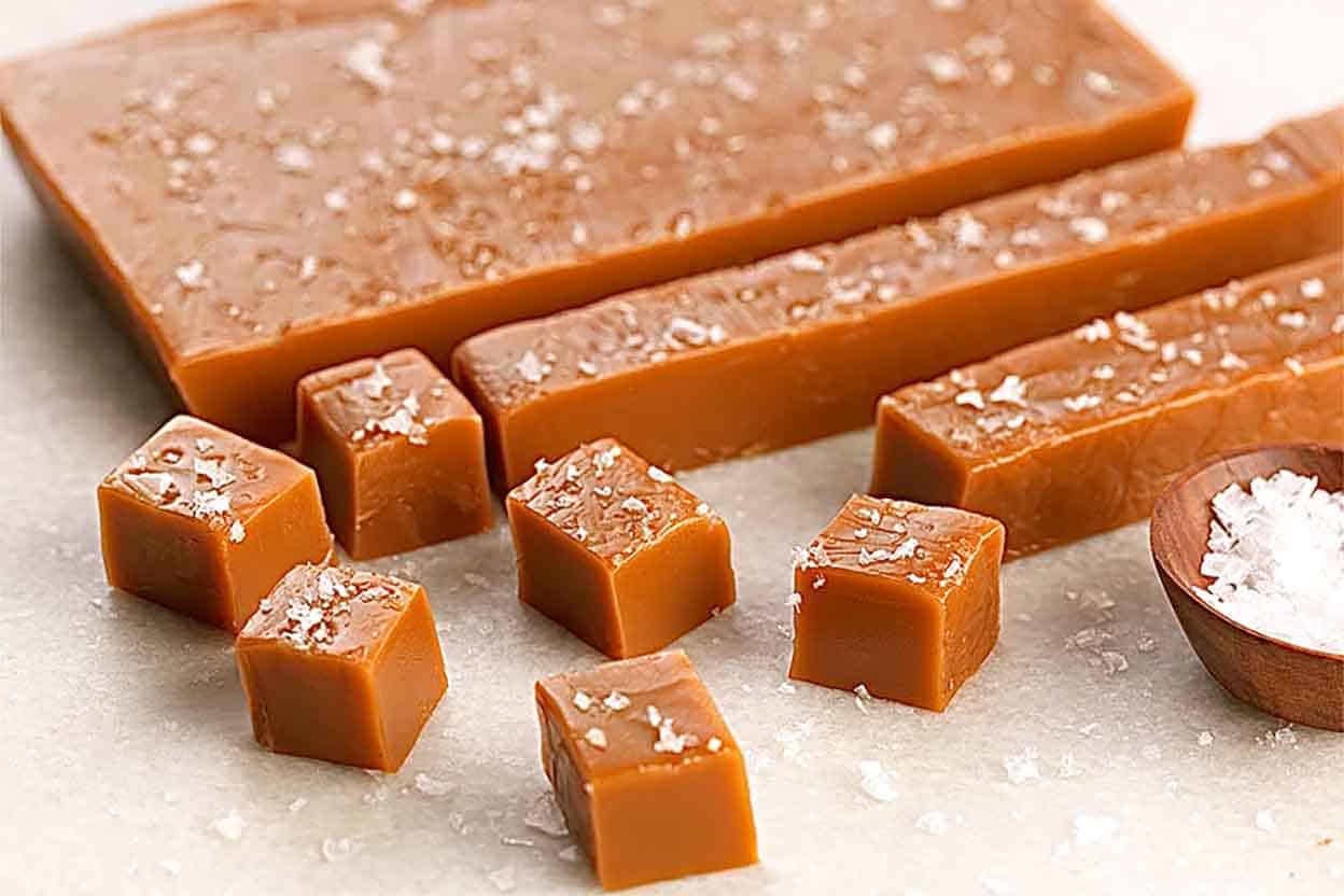 Salted caramel taffy squares
