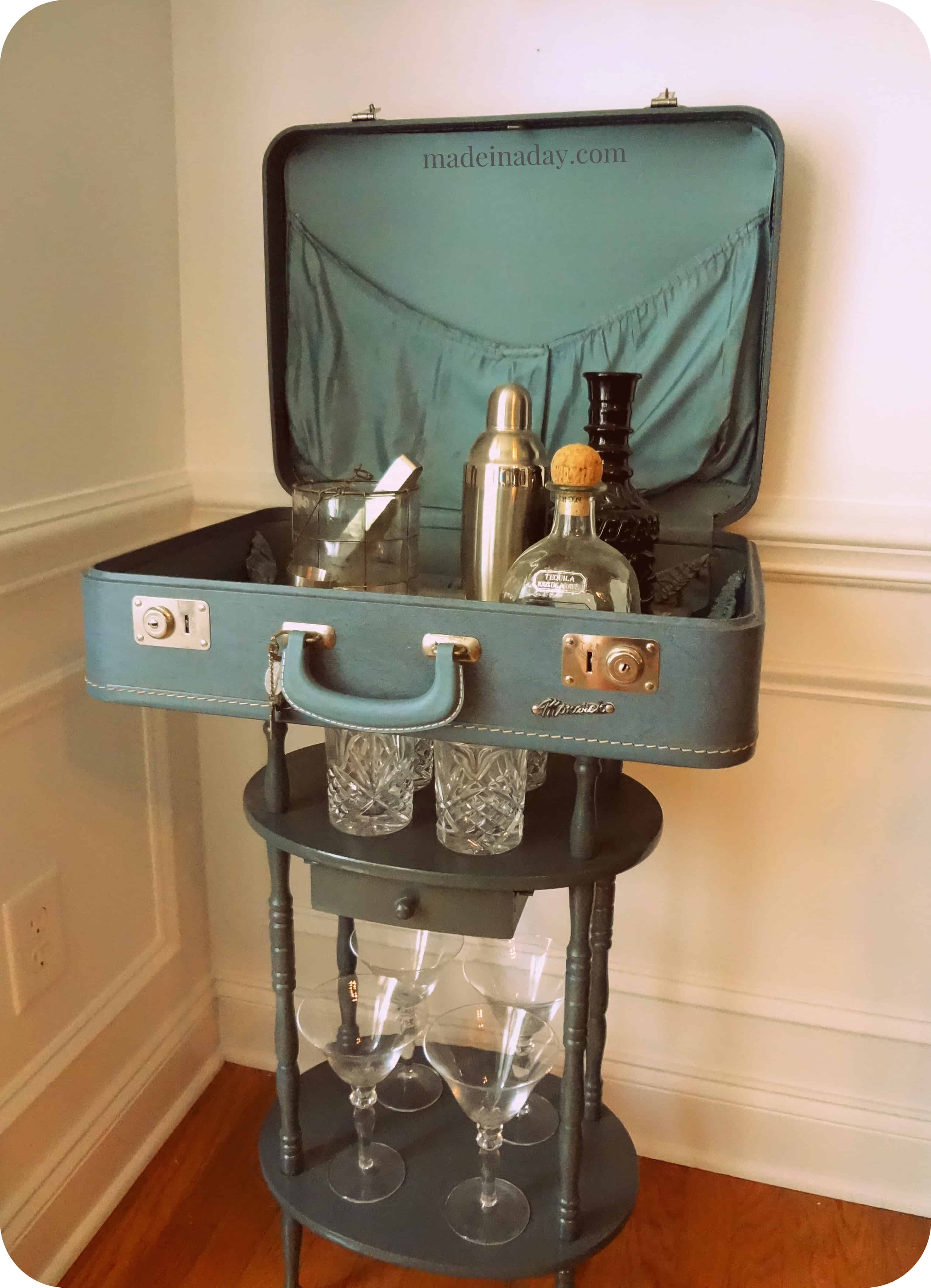 Suitcase home bar table