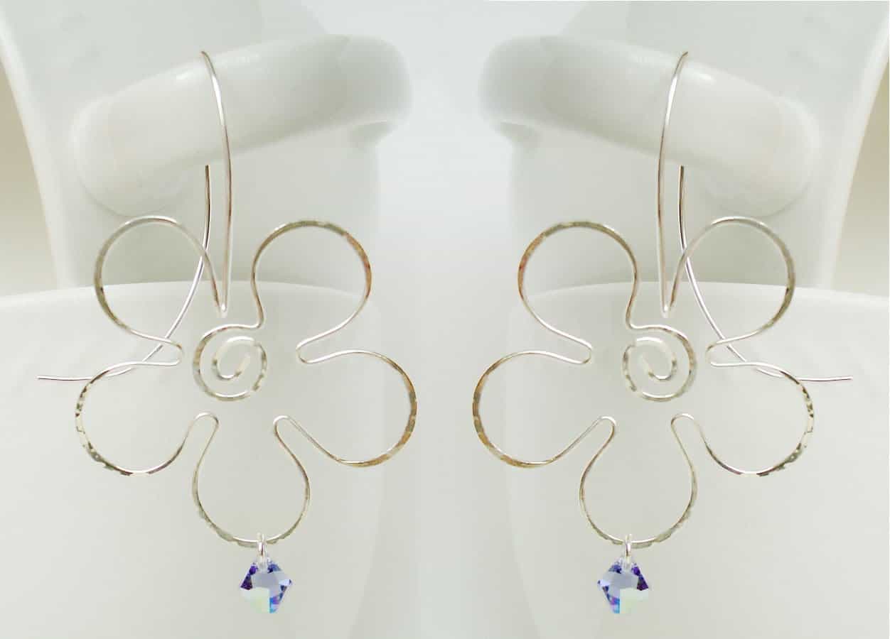 Wire flower earrings