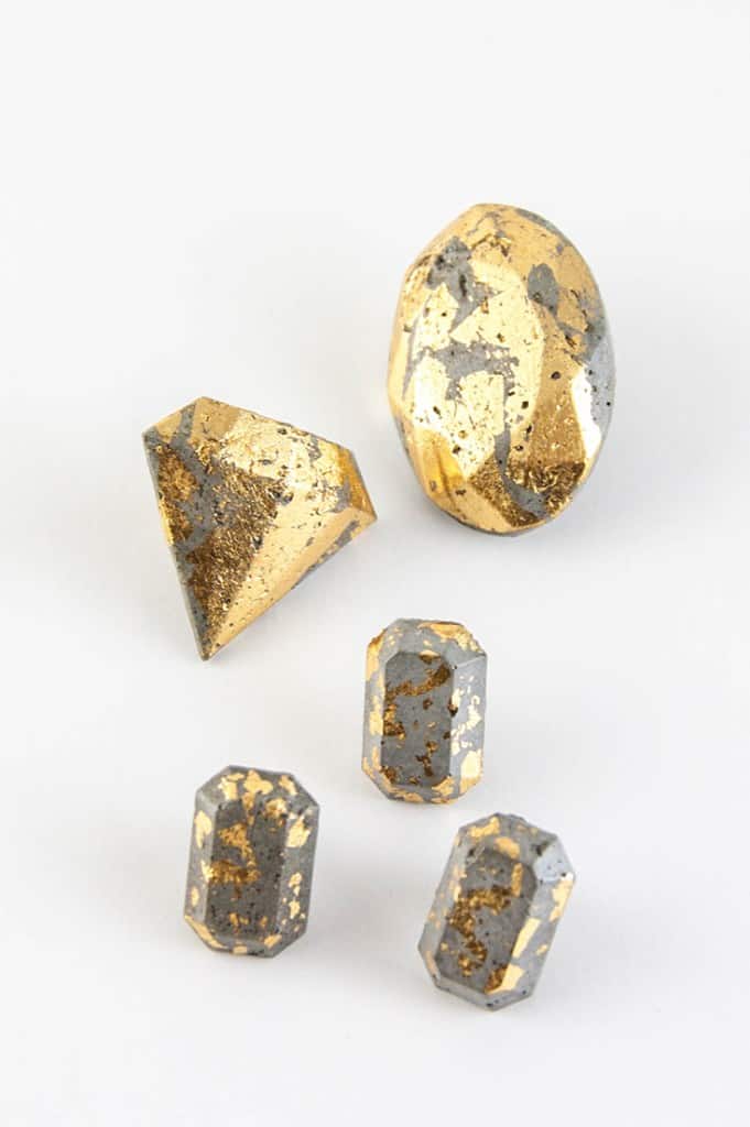Concrete and gold gem jewelry