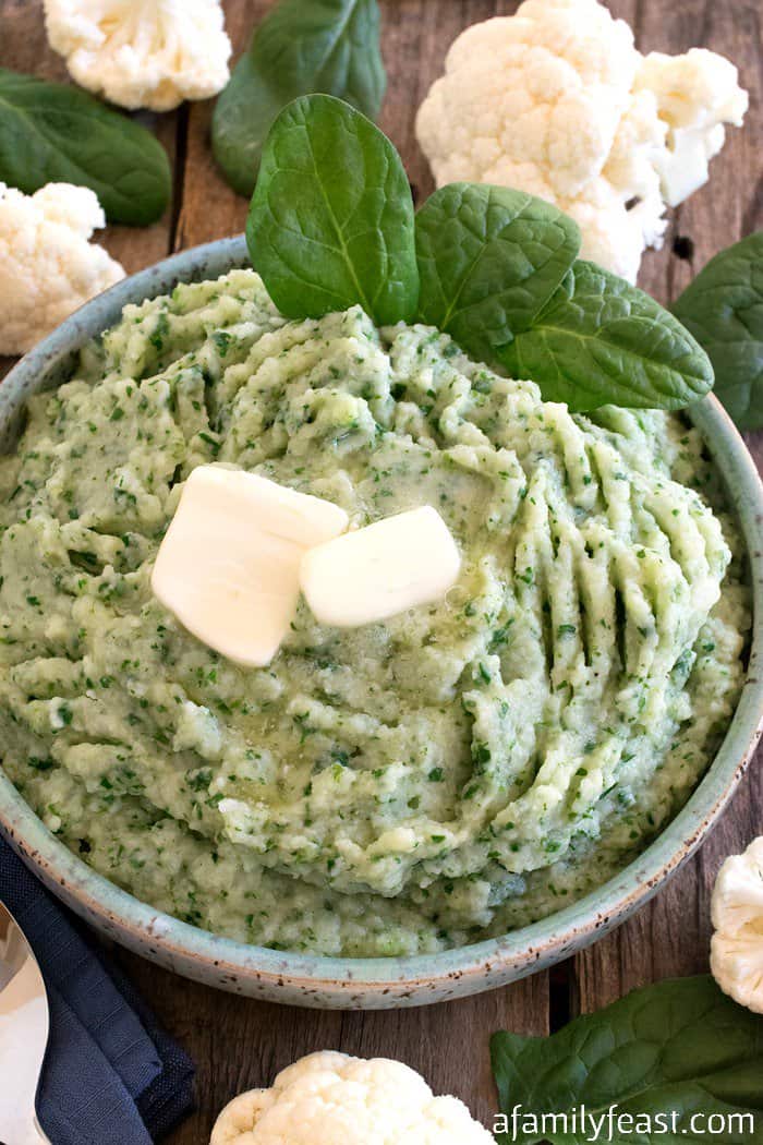 Mashed cauliflower and spinach