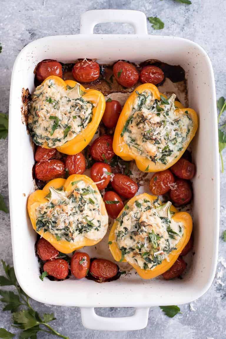 Spinach ricotta stuffed peppers