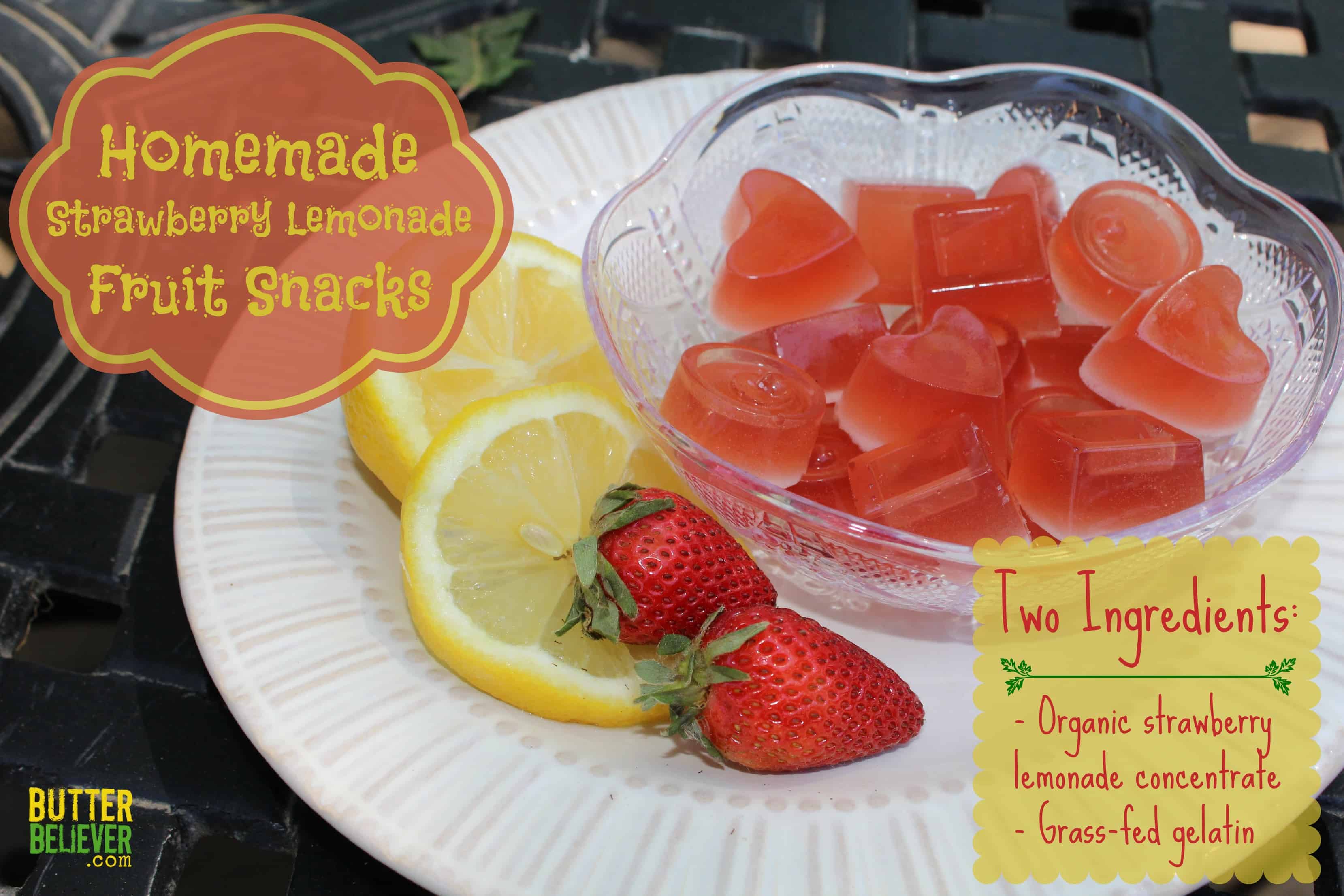 Two ingredient strawberry lemonade fruit snacks