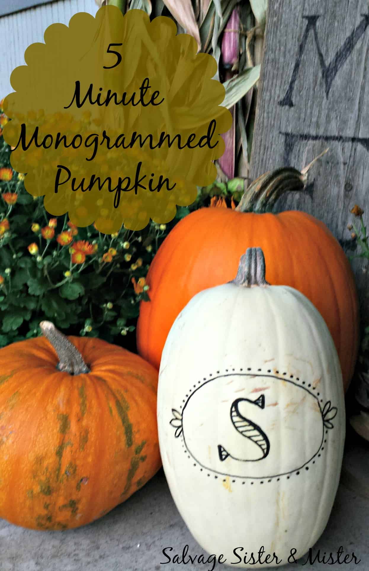 5-minute monogram pumpkin