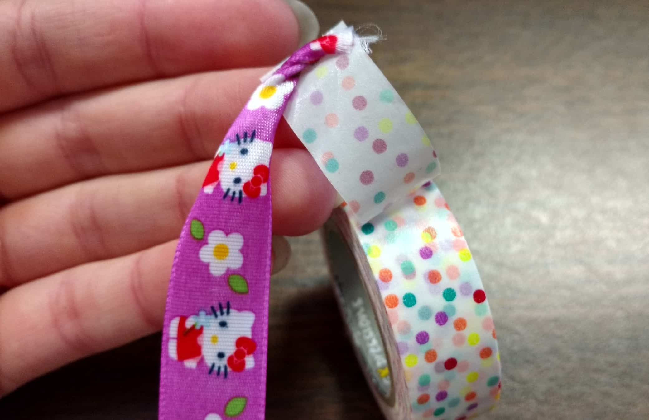 Cartoon ribbon laces with washi tape ends