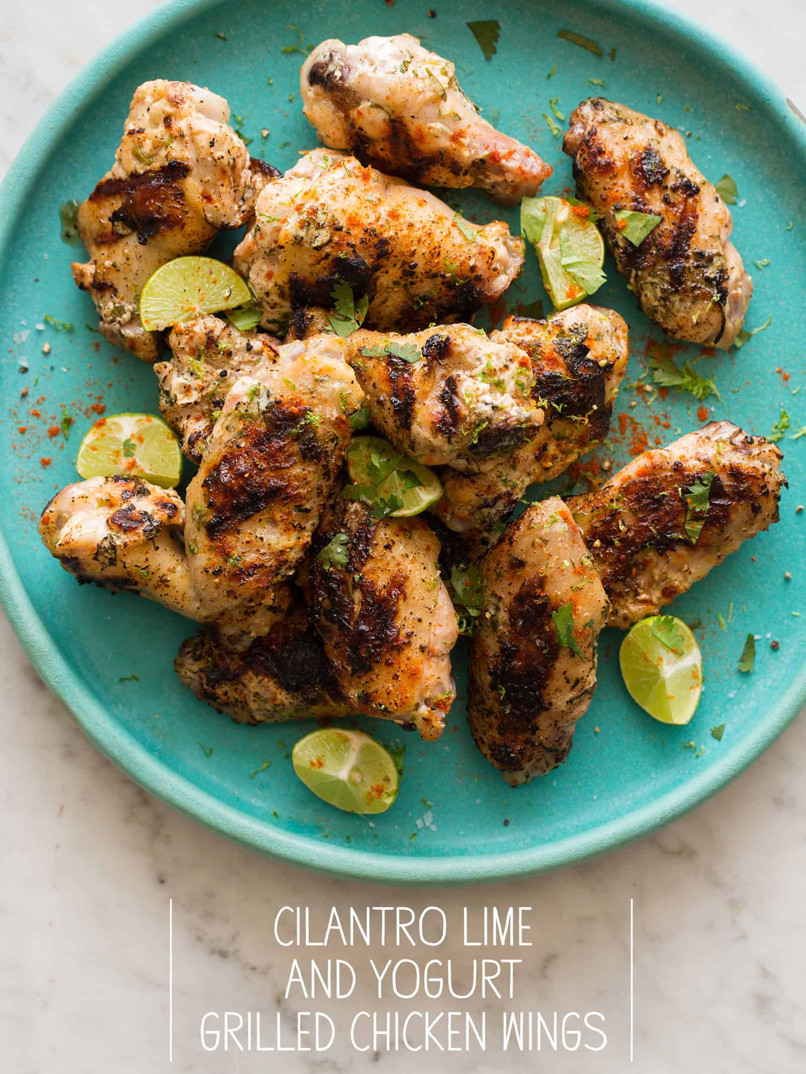 Cilantro, lime, and yogurt chicken wings