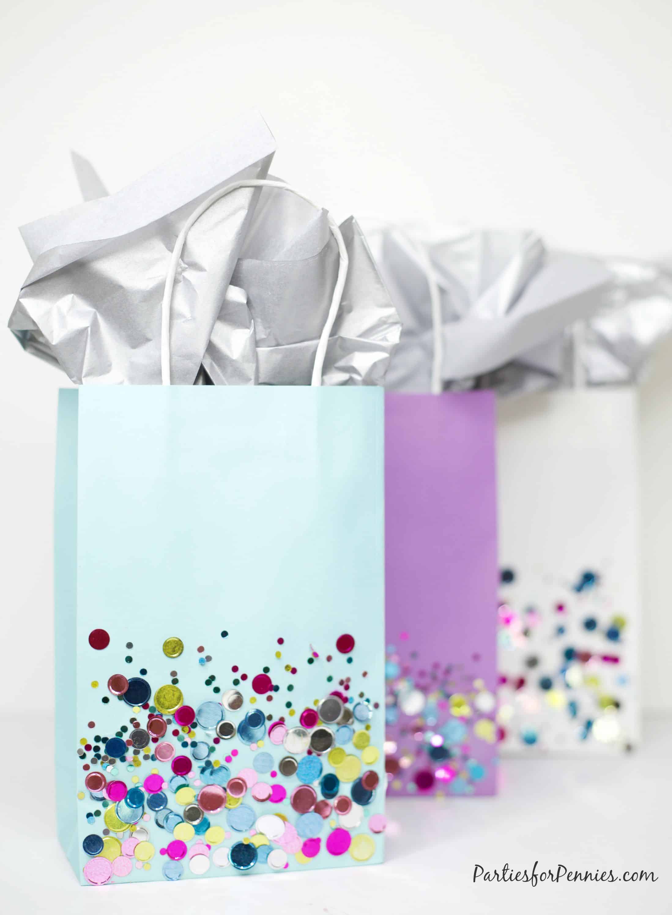 Confetti dipped gift bags
