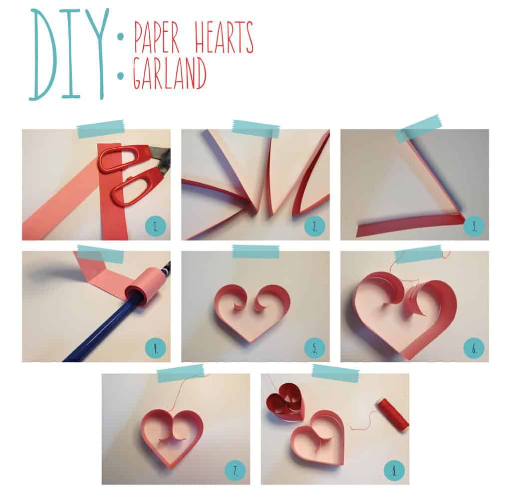 DIY paper hearts garland