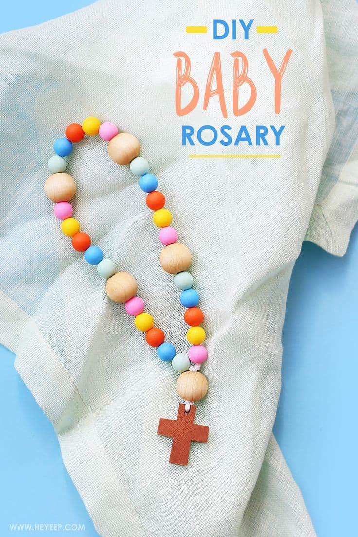 DIY wooden bead baby rosary