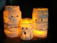 Easy mummy candle jars 200x150 15 Cute Mummy Themed Halloween Crafts