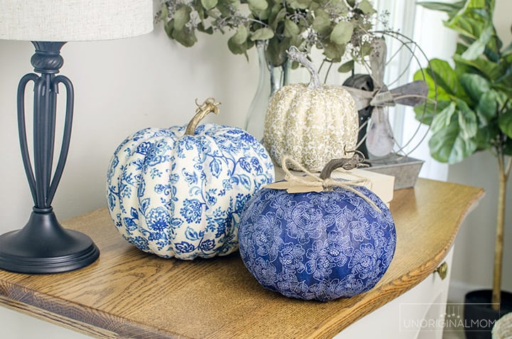 Fabric covered pumpkins