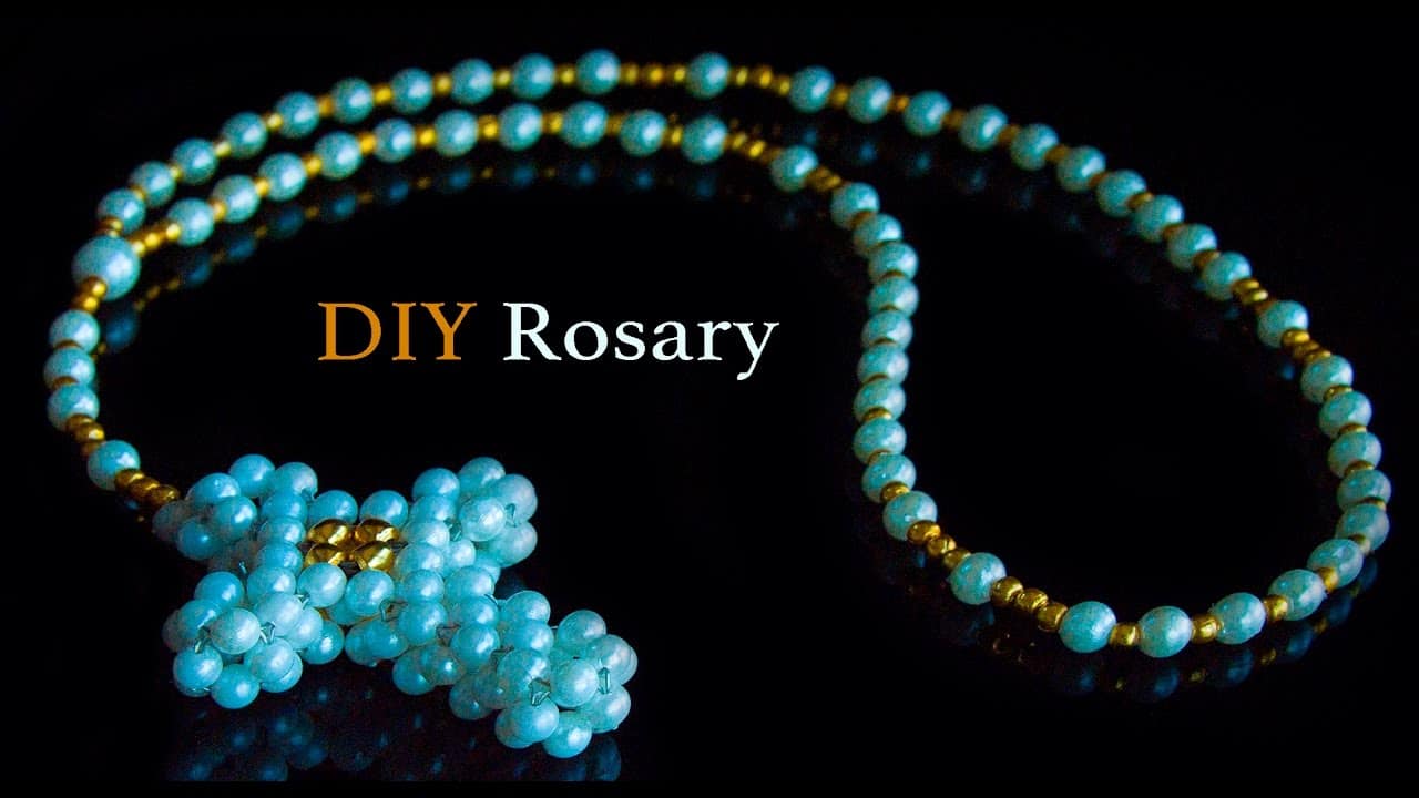 Fully beaded white and gold rosary