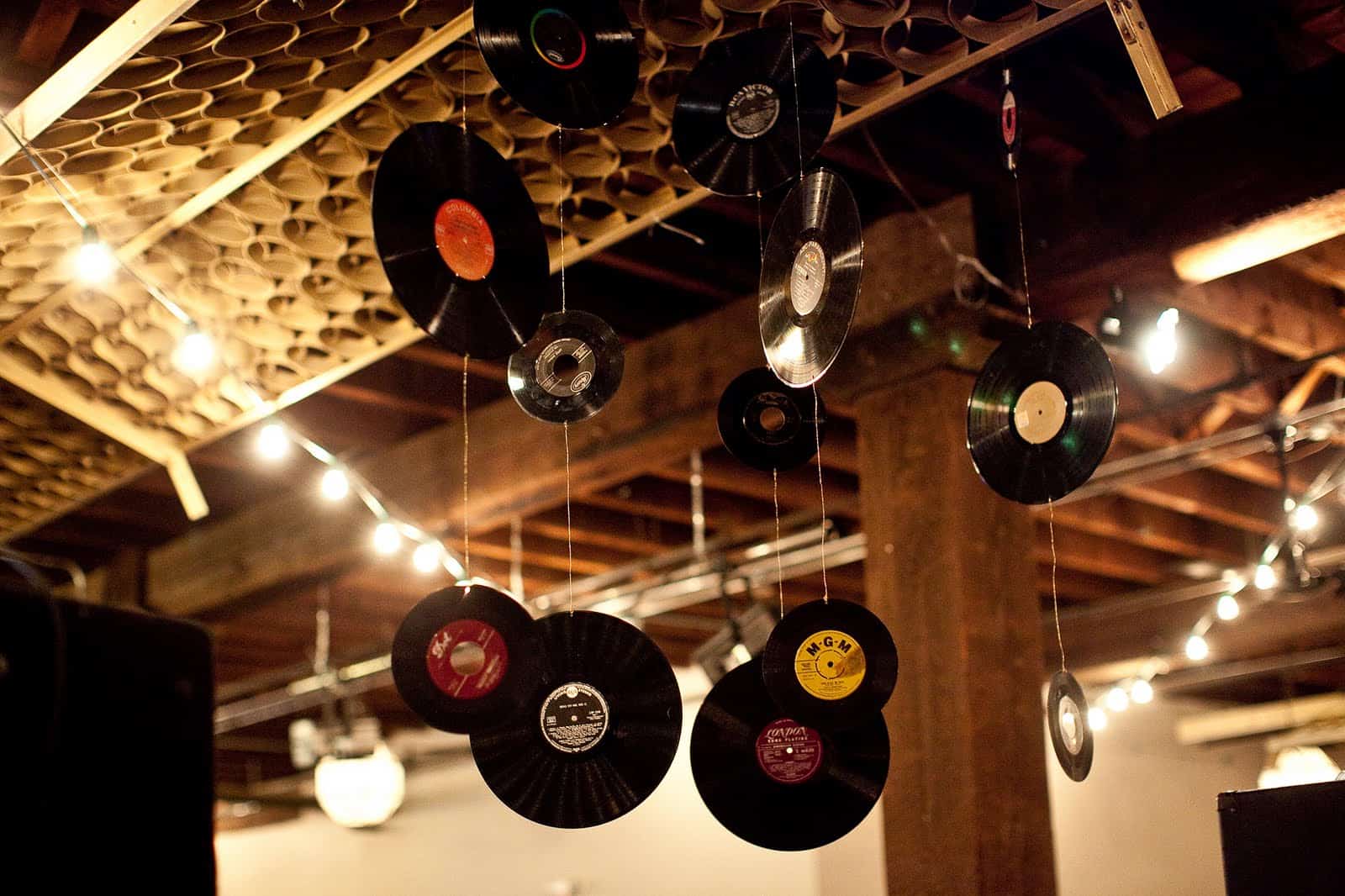 Hanging record party decor