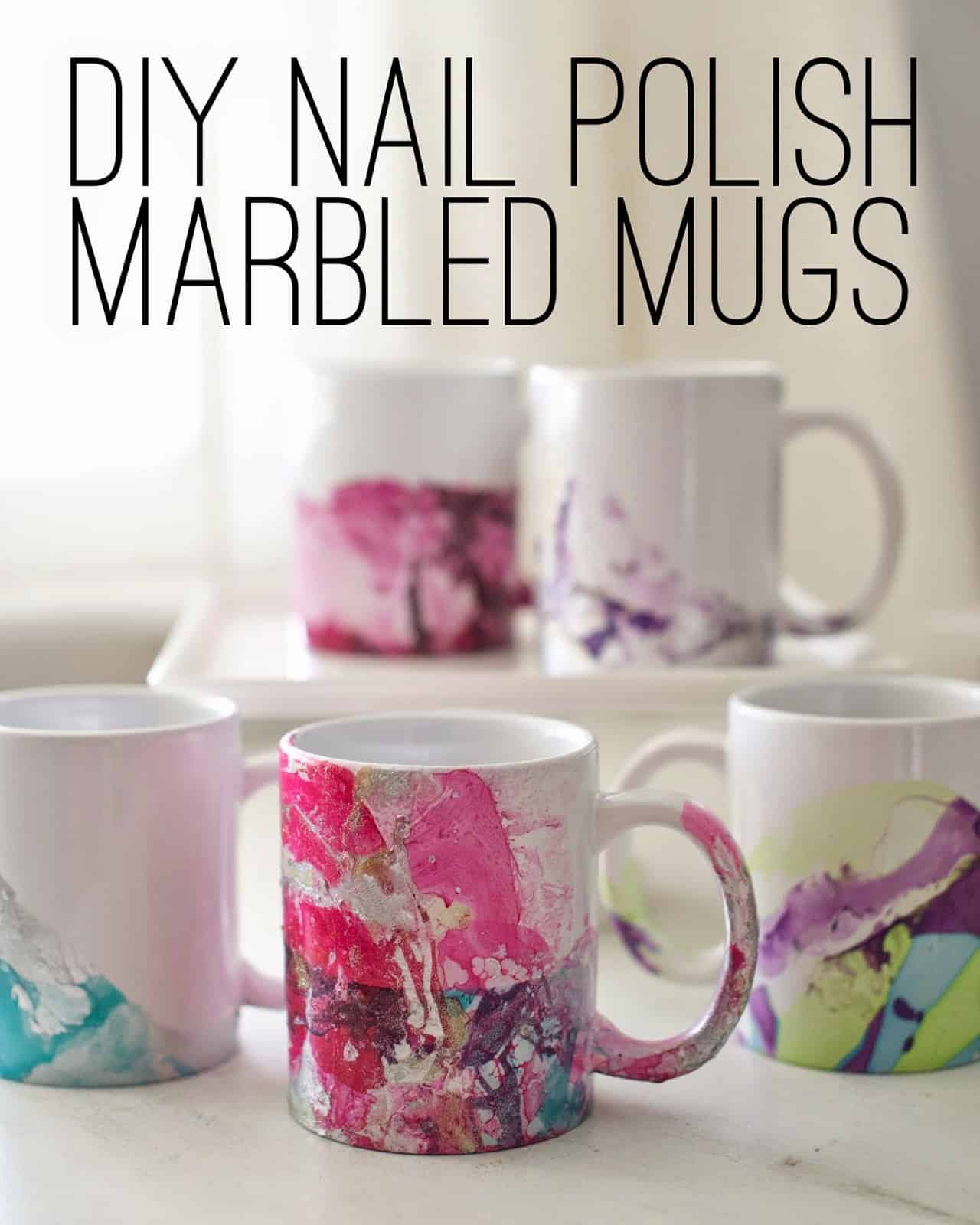 Marbled nail polish mugs