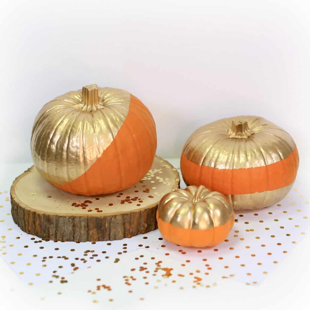 Metallic gold dipped pumpkins