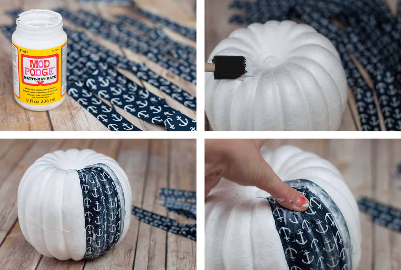 Mod Podge fabric strip pumpkins